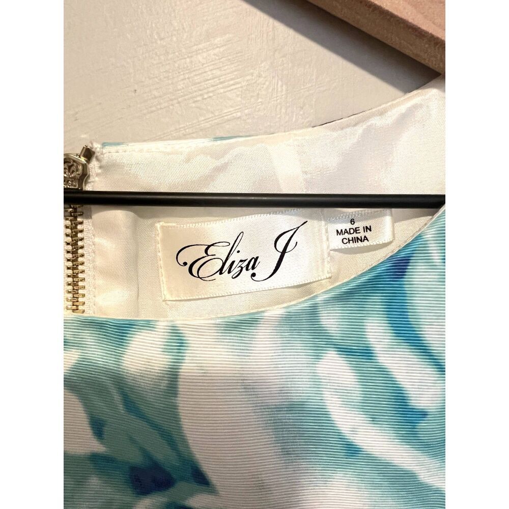 NWT Eliza J Faille Sheath Belted Floral Blue Mini Dress Pockets Women's Size 6 - Picture 3 of 12